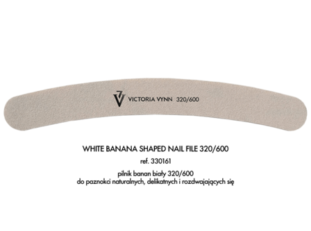 Victoria Vynn&trade; White banana shaped nail file 320/600