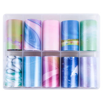 IMPREZZ Transferfolie Marmer Pastel Design - Folie voor nailart - 10 verschillende prints