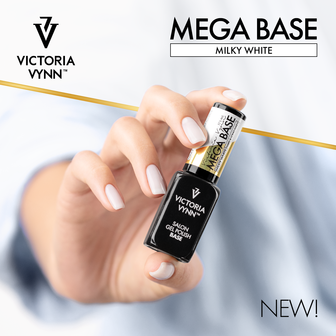 Rubber Base - Victoria Vynn&trade; Gel Polish Mega Base - Hard &amp; Long Nails - Milky White 8 ml. - builder gel in een flesje - Nude van kleur