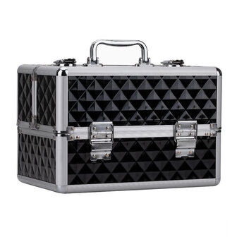 Beautycase - Nagel koffer - Make Up koffer - Zwart Diamond - met super handige indeling voor nagellakken of flesjes - Alleen bij ONS verkrijgbaar