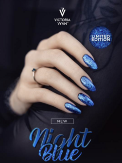 Victoria Vynn&trade; | Gel Polish Topcoat No Wipe Blue Night | 8 ml | Blauw Glitter