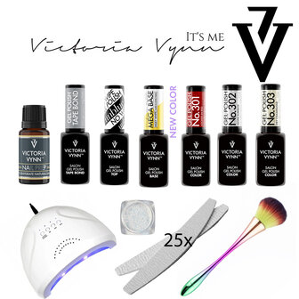 Victoria Vynn Gellak Starterspakket | All you need | 3 Glitter gellak | Supersnelle Lamp! Incl. Nailart pigment