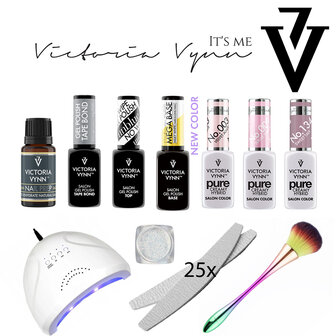 Victoria Vynn Gellak Starterspakket | Nude Pink | 3 kleuren | Supersnelle Lamp! Incl. Nailart pigment