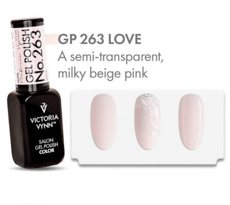 Victoria Vynn Gellak - Gel Nagellak - Salon Gel Polish Color - 263 Love - 8 ml. - Lichtroze - Semi-transparant milky beige pink - Ideaal voor french manicure