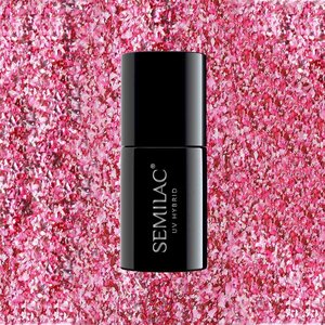 Gellak - Semilac Gel Nagellak - Gel polish - UV Hybrid - Shimmer - Intense Pink - 7ml Roze Glitter - Semilac Nederland